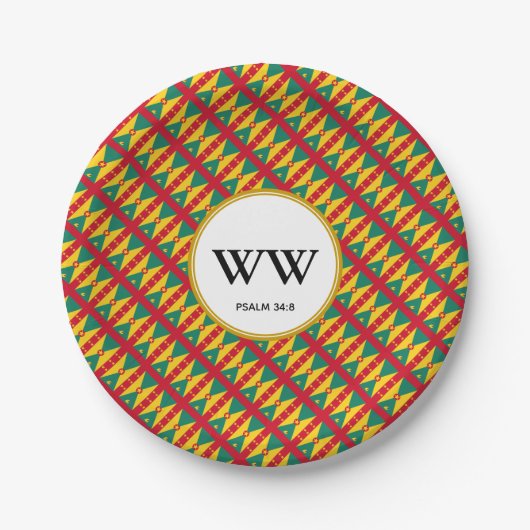 グレナダ国旗お祝い誕生日伝統パーティー ペーパープレート (正面)