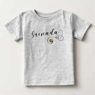 グレナダ国旗のハート、グレナディアン ベビーTシャツ