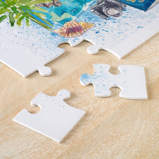 グレナダ領アンティル図解入りの、写真付きの諸島カリブのの地図 ジグソーパズル (側面)