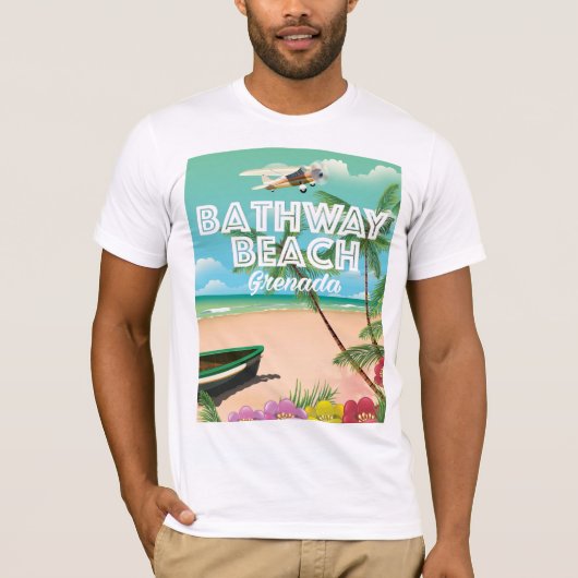 グレナダ バスウェイ ビーチ 旅行ポスター Tシャツ (正面)