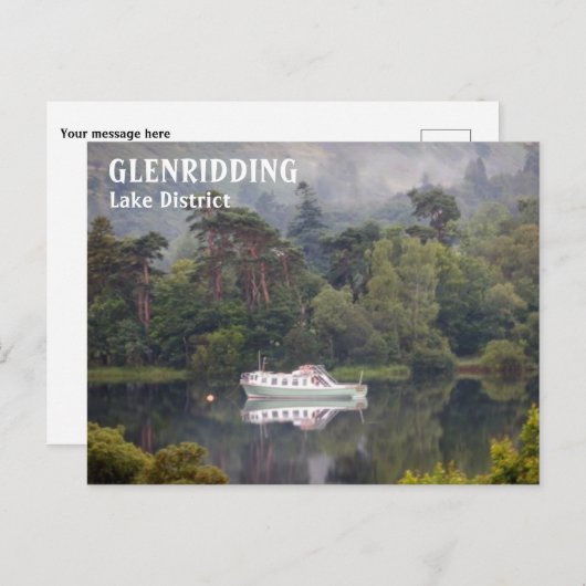 グレニディング、レイク地区、クンブリア、湖のボート ポストカード (正面/裏面)
