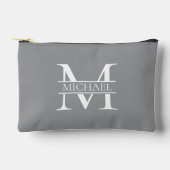 グレパーソナライズされたイエレガントモノグラムと名前 アクセサリーポーチ (正面)