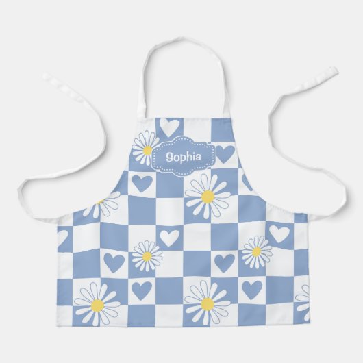 グレパーソナライズされたイ市松模様にエプロン エプロン (正面)