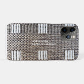 グレパーソナライズされたイ&ホワイトフェイクBurlap2ラゲッジタグ Case-Mate iPhoneケース (裏面(横))