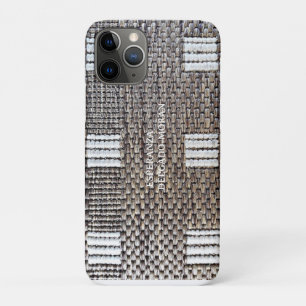 グレパーソナライズされたイ&ホワイトフェイクBurlap2ラゲッジタグ iPhone 11 Proケース