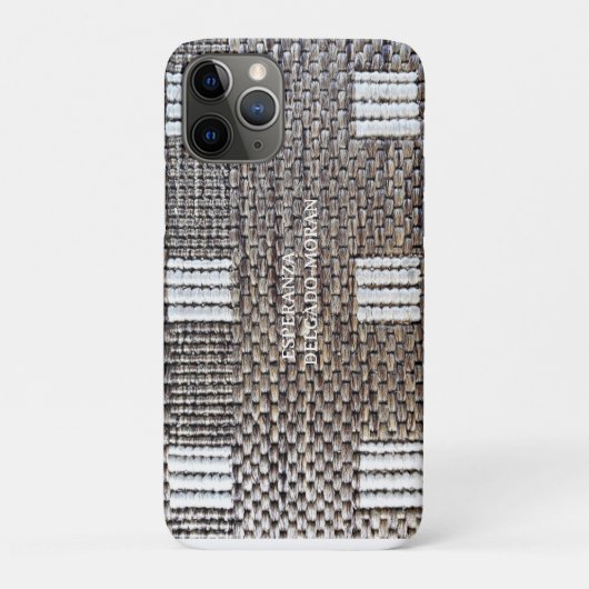 グレパーソナライズされたイ&ホワイトフェイクBurlap2ラゲッジタグ Case-Mate iPhoneケース (裏)