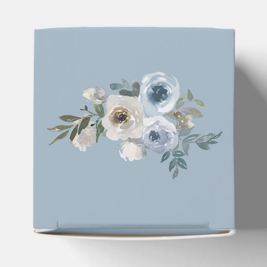 グレパーソナライズされたーエレガントグブルーフローラカスタム フェイバーボックス (上部)