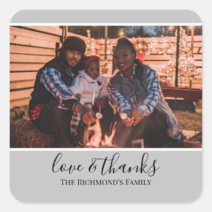 『グレパーソナライズされたーフレーム・ラブの写真』 スクエアシール