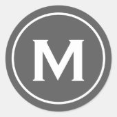 グレパーソナライズされたーミニマルクラシックモノグラム ラウンドシール (正面)