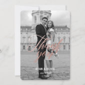 グレパーソナライズされたーモダングとバラの金ゴールド結婚の サンキューカード (正面)