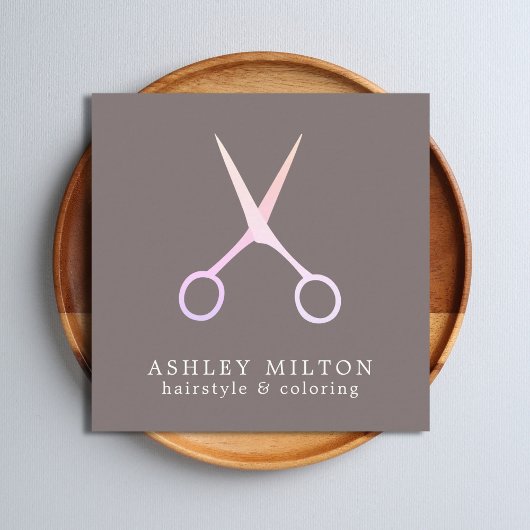 グレミニマルーエレガントバラはさみ美容師 スクエア名刺