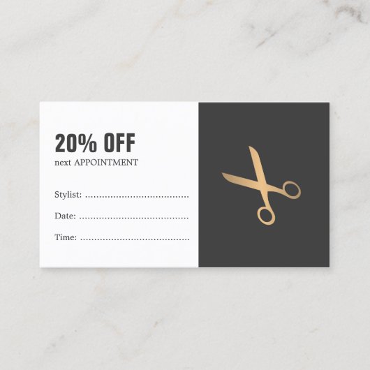 グレミニマルーフェイク金ゴールドヘアアポイントメントクーポン 割引カード (正面)