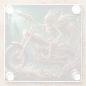 グレムボンとスカルダストが大きなチョッパーを乗せた ガラスコースター (裏面)