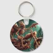 グレムボンとスカルダストが大きなチョッパーを乗せた キーホルダー (正面)