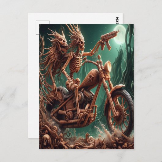 グレムボンとスカルダストが大きなチョッパーを乗せた ポストカード (正面/裏面)