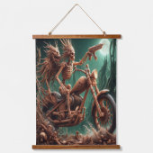 グレムボンとスカルダストが大きなチョッパーを乗せた 吊り下げ型タペストリー (正面)