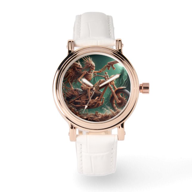 グレムボンとスカルダストが大きなチョッパーを乗せた 腕時計 (正面)