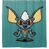 グレムリン |かわいいストライプ漫画キャラクター シャワーカーテン (正面)