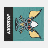 グレムリン |かわいいストライプ漫画 |名前の追加 フリースブランケット (正面(横))