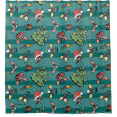 グレムリン |かわいい漫画クリスマスパターン シャワーカーテン (正面)