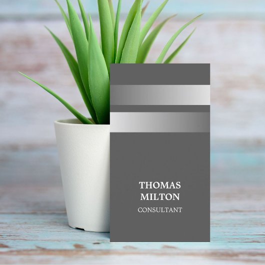 グレモダンイエレガントシルバーフェイクコンサルタストライプント 名刺