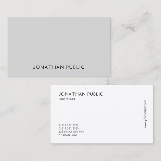 グレモダンイエレガントホワイトトレンディーシンプルテンプレート 名刺 (正面/裏面)