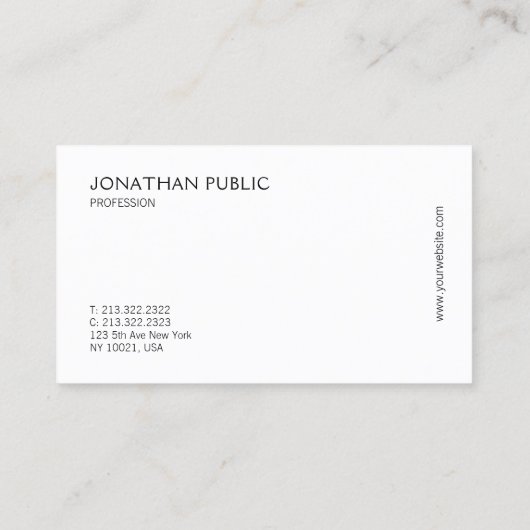 グレモダンイエレガントホワイトトレンディーシンプルテンプレート 名刺 (裏面)