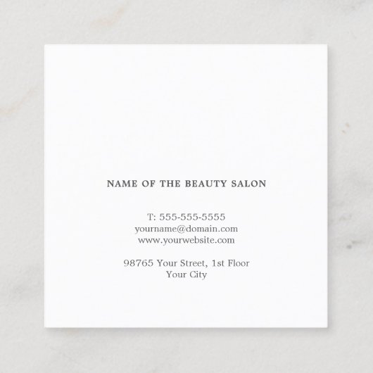 グレモダンイエレガントホワイトピンク美容師 スクエア名刺 (裏面)