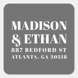 グレモダンーはっきりしたタイポグラフィ結婚差出人住所 スクエアシール