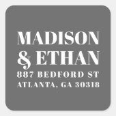 グレモダンーはっきりしたタイポグラフィ結婚差出人住所 スクエアシール (正面)