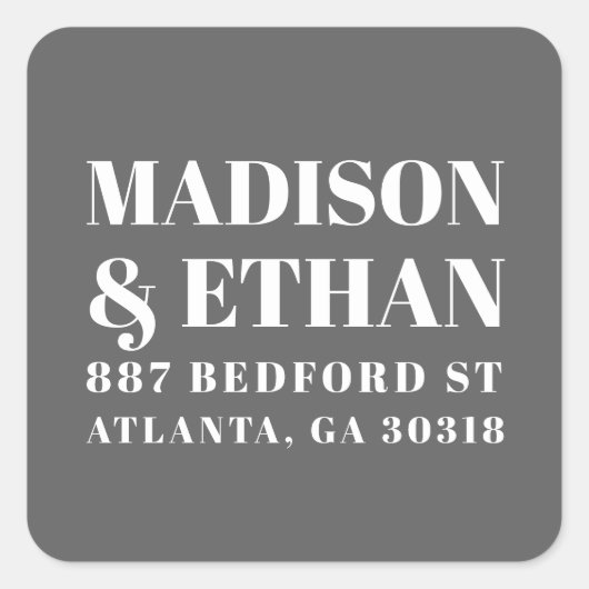 グレモダンーはっきりしたタイポグラフィ結婚差出人住所 スクエアシール (正面)