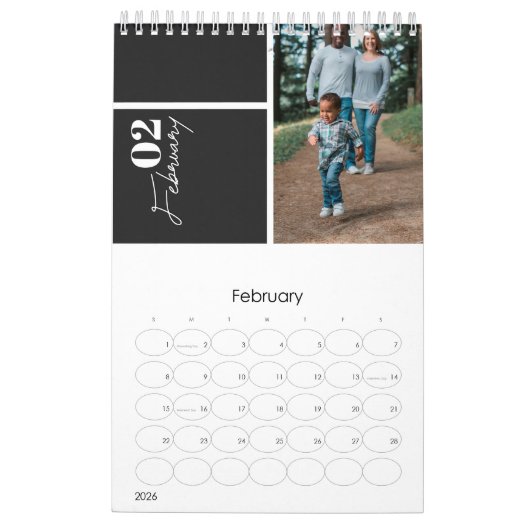 グレモダンーカスタム数々のの写真年度のお祝い  カレンダー (2月 2026)
