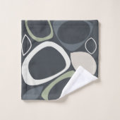 グレモダンースタイリッシュセージ緑抽象芸術パターン バスタオルセット (ウォッシュタオル)