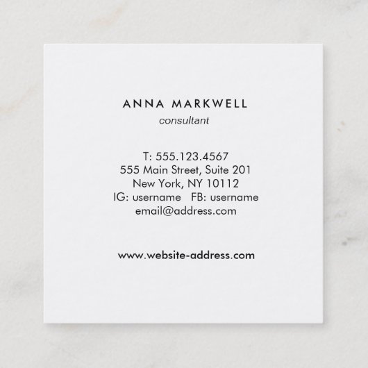 グレモダンーストライププロフェッショナルモノグラム スクエア名刺 (裏面)