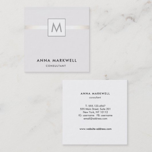 グレモダンーストライププロフェッショナルモノグラム スクエア名刺 (正面/裏面)