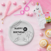 グレモダンーハッピーバースデー任意の年カスタム間 ペーパープレート (パーティー)