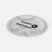 グレモダンーハッピーバースデー任意の年カスタム間 ペーパープレート (アングル)