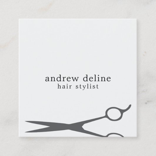 グレモダンーミニマルグホワイト美容師 スクエア名刺 (正面)