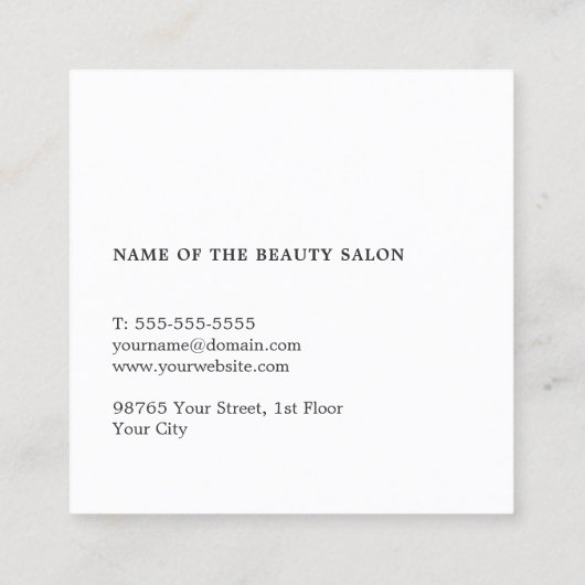 グレモダンーミニマルグホワイト美容師 スクエア名刺 (裏面)