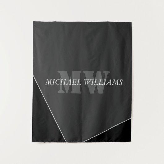 グレモダンー芸術的ブラックモノグラム タペストリー (正面)