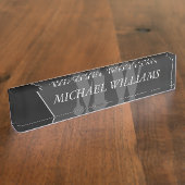 グレモダンー芸術的ブラックモノグラム デスクネームプレート (側面)