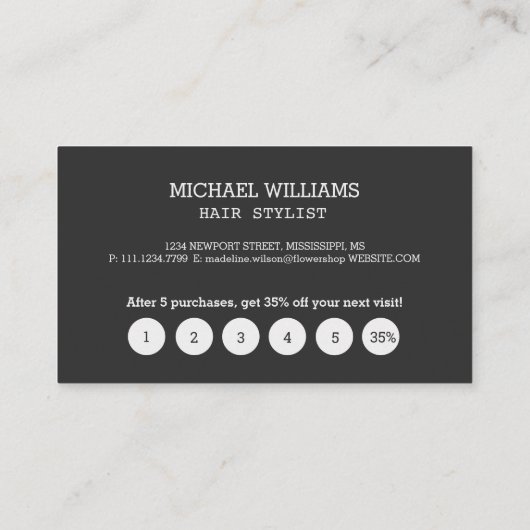 グレモダンー芸術的ブラックモノグラム ロイヤリティカード (裏面)