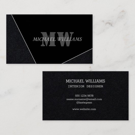 グレモダンー芸術的ブラックモノグラム 名刺 (正面/裏面)