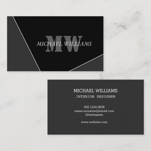 グレモダンー芸術的ブラックモノグラム 名刺 (正面/裏面)