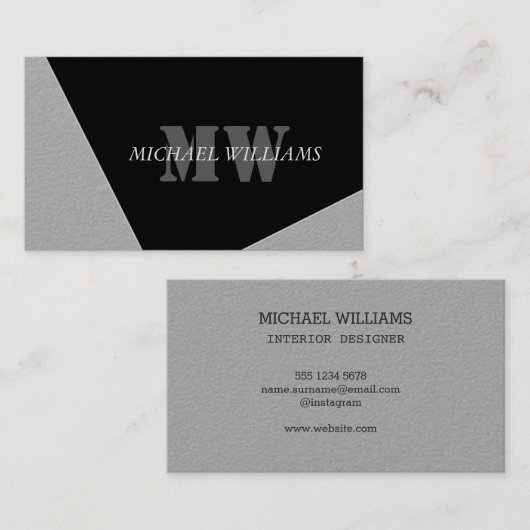 グレモダンー芸術的ブラックモノグラム 名刺 (正面/裏面)