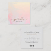 グレモダンー|桃のグラデーション大理石の署名 スクエア名刺 (正面/裏面)