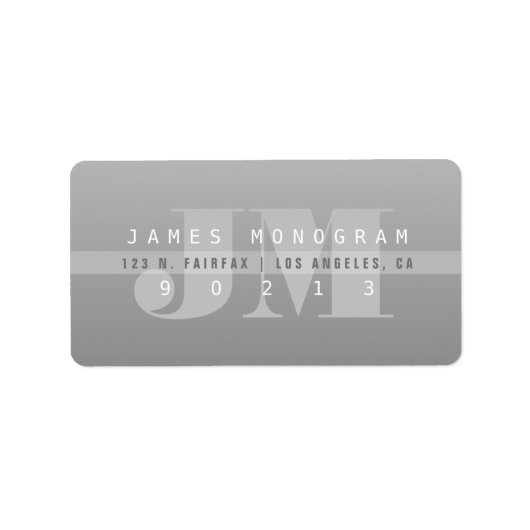 グレユニークーモダンモノグラムの差出人住所 ラベル (正面)