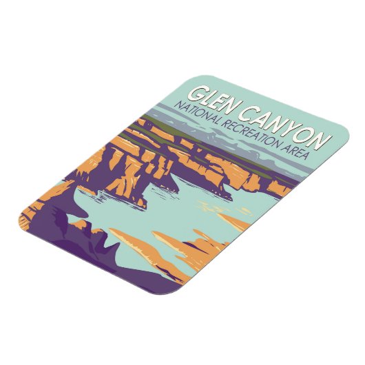 グレンキャニオンレイクパウエルトラベルアートヴィンテージ マグネット (左側)