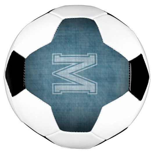 グレンギーの黒板の青い背景を持つモノグラム サッカーボール (回転)