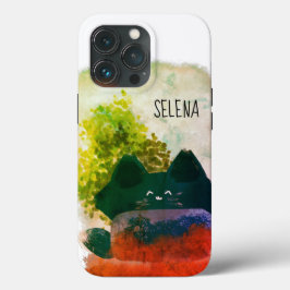 グレングスかわいいマンガ隠したふわふわした猫 iPhone 13 PROケース